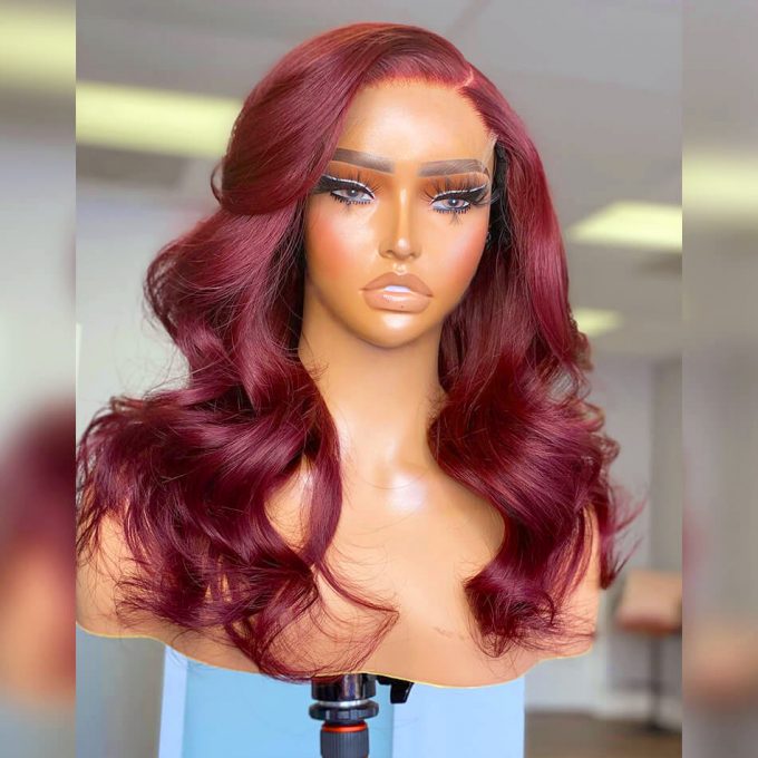 Mscoco Hair Offers Wine Red 99J Pre Colored 5×5 13×4 Lace Wigs