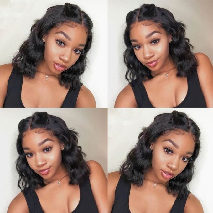 Natural Black Short Cut Human Hair 13x4 Lace Front Wig You Can Choose